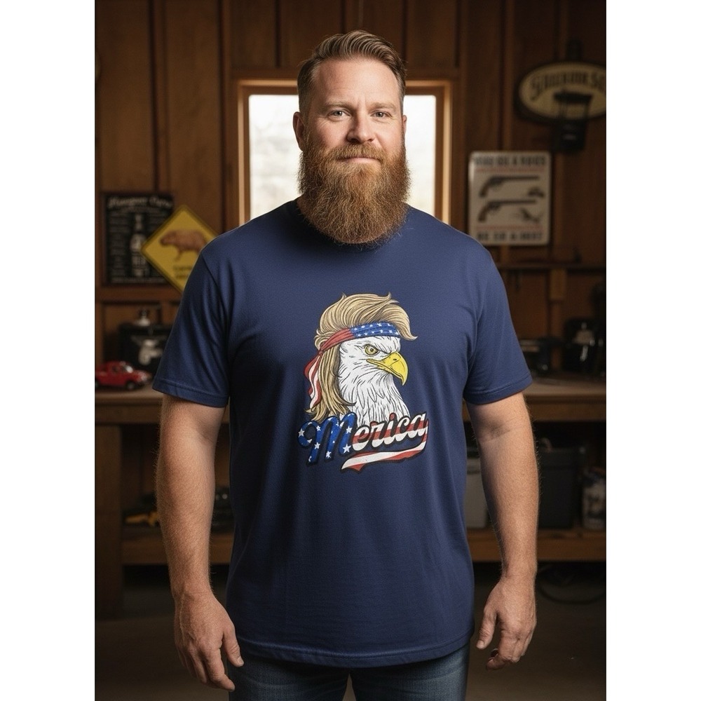 Men's Bella Canvas‎ Custom America Eagle Printed T Shirt Size 2xl